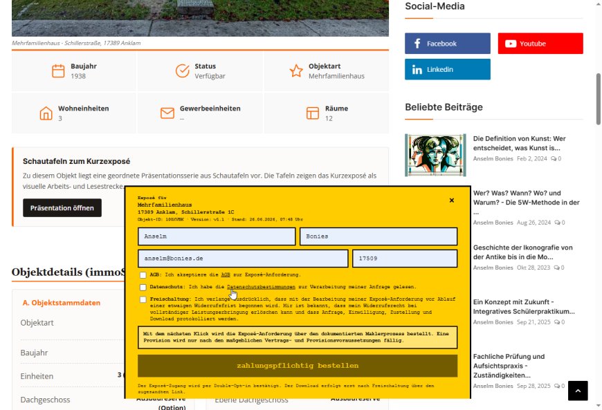 Das Anfragefenster öffnet den Vorgang