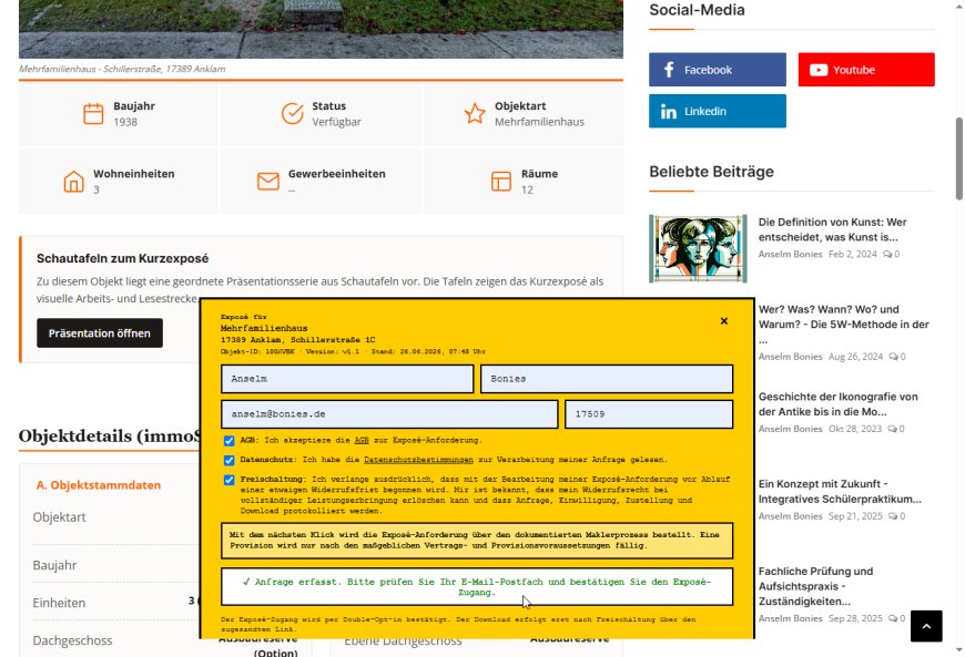 Die Anfrage wird angenommen und bestätigt