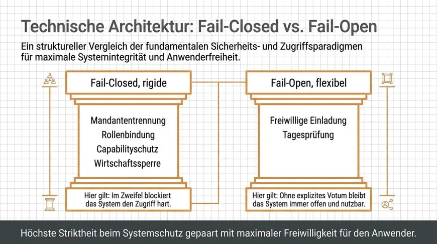 Technische Architektur - Fail-Closed und Fail-Open als getrennte Schutzprinzipien